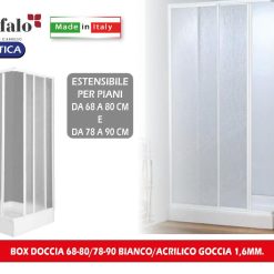 BOX DOCCIA 68-80/78-90 BIANCO/ACRILICO GOCCIA 1,6MM.