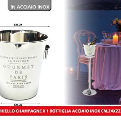 SECCHIELLO CHAMPAGNE X 1 BOTTIGLIA ACCIAIO INOX CM.24X22X21h