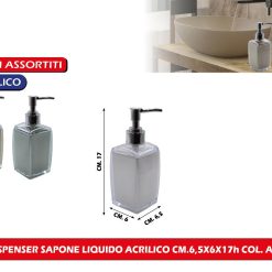 DISPENSER SAPONE LIQUIDO ACRILICO CM.6,5X6X17h COL. ASS.