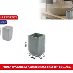 PORTA SPAZZOLINI ACRILICO CM.6,5X6X10h COL. ASS.