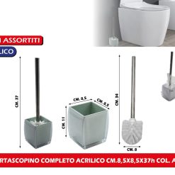 PORTASCOPINO COMPLETO ACRILICO CM.8,5X8,5X37h COL. ASS.