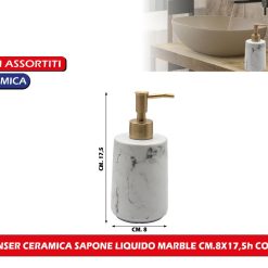 DISPENSER SAPONE LIQUIDO MARBLE CM.8X17,5h COL. ASS.