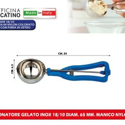 PORZIONATORE GELATO INOX 18/10 DIAM. 65 MM. MANICO NYLON BLU
