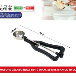 PORZIONATORE GELATO INOX 18/10 DIAM. 65 MM. MANICO NYLON NERO