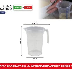 CARAFFA GRADUATA 0,5 LT. IMPUGNATURA APERTA BORDO ALTO