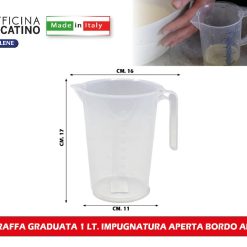 CARAFFA GRADUATA 1 LT. IMPUGNATURA APERTA BORDO ALTO