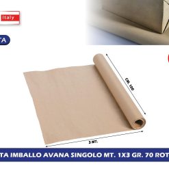 CARTA IMBALLO AVANA SINGOLO MT.1X3 GR.70 ROTOLO
