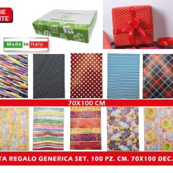 CARTA REGALO GENERICA SET 100 PZ. CM.70X100 DEC. ASS.