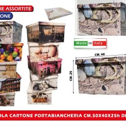 SCATOLA CARTONE PORTABIANCHERIA CM.50X40X25h DIS. A/B