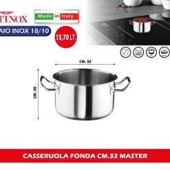 Casseruola Fonda in Acciaio Inox per induzione, Linea Master, diam.32cm