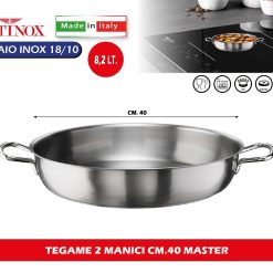 Tegame in acciaio inox per induzione con due maniglie, linea Master, diam.40cm