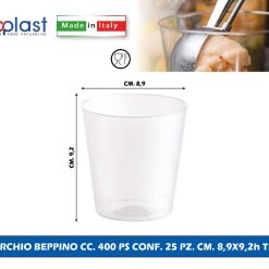 Poloplast Coppa Beppino Cc.400 Ps Conf. 25 Pz. Cm.8,9X9,2H Trasp.