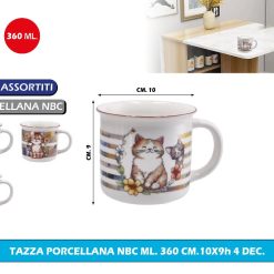 TAZZA PORCELLANA NBC ML.360 CM.10X9h 4 DEC.