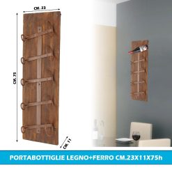 PORTABOTTIGLIE LEGNO+FERRO CM.23X11X75h