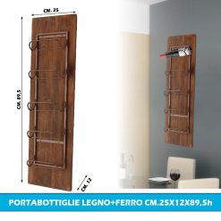 PORTABOTTIGLIE LEGNO+FERRO CM.25X12X89,5h