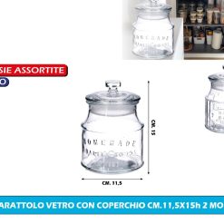 BARATTOLO VETRO CON COPERCHIO CM.11,5X15h 2 MOD.