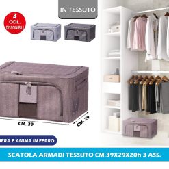 SCATOLA ARMADI TESSUTO CM.39X29X20h 3 ASS.
