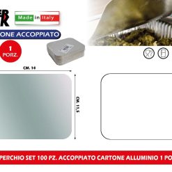 COPERCHIO SET 100 PZ. ACCOPPIATO CARTONE ALLUMINIO 1 PORZ.