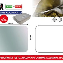 COPERCHIO SET 100 PZ. ACCOPPIATO CARTONE ALLUMINIO 2 PORZ.