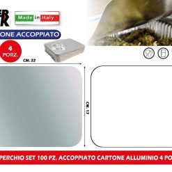 COPERCHIO SET 100 PZ. ACCOPPIATO CARTONE ALLUMINIO 4 PORZ.
