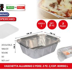 VASCHETTA ALLUMINIO 2 PORZ. 2 PZ. C/COP. BORDO L