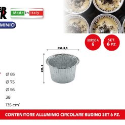 CONTENITORE ALLUMINIO CIRCOLARE BUDINO SET 6 PZ.