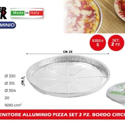 CONTENITORE ALLUMINIO PIZZA SET 2 PZ. BORDO CIRCOLARE