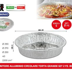 CONTENITORE ALLUMINIO CIRCOLARE TORTA GRANDE SET 2 PZ. BORDO G
