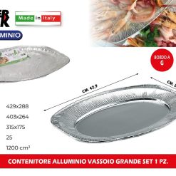 CONTENITORE ALLUMINIO VASSOIO GRANDE SET 1 PZ.
