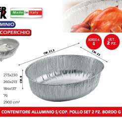 CONTENITORE ALLUMINIO S/COP. POLLO SET 2 PZ. BORDO G