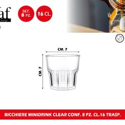 BICCHIERE MINIDRINK CLEAR CONF. 8 PZ. CL.16 TRASP.