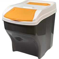 Sicignano | Pattumiera per Raccolta Differenziata 27 lt Coperchio Arancione, con Vano Porta Sacchetti - Impilabile, Componibile, Modulare