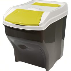 Sicignano | Pattumiera per Raccolta Differenziata 27 lt Coperchio Giallo, con Vano Porta Sacchetti - Impilabile, Componibile, Modulare