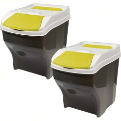 Sicignano | Pattumiera per Raccolta Differenziata 27x2 lt Coperchio Giallo, con Vano Porta Sacchetti - Impilabile, Componibile, Modulare