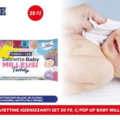 SALVIETTINE IGIENIZZANTI SET 20 PZ. C/POP UP BABY MILLEUSI
