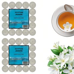 Sicignano | Lumino Candele Profumate Cera Tea Light Egyptian Jasmine Confezione 50 Pezzi, Dimensione 3.8x1.9h cm, Durata 4 ore, Utili per Decorazioni Casa Cena Atmosfera