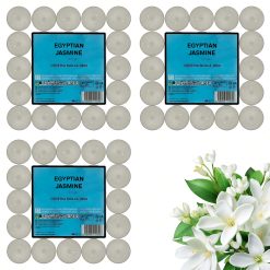 Sicignano | Lumino Candele Profumate Cera Tea Light Egyptian Jasmine Confezione 75 Pezzi, Dimensione 3.8x1.9h cm, Durata 4 ore, Utili per Decorazioni Casa Cena Atmosfera