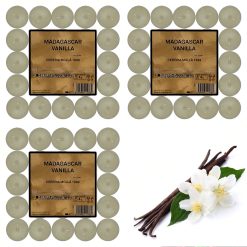 Sicignano | Lumino Candele Profumate Cera Tea Light Vanilla Madagascar Confezione 75 Pezzi, Dimensione 3.8x1.9h cm, Durata 4 ore, Utili per Decorazioni Casa Cena Atmosfera