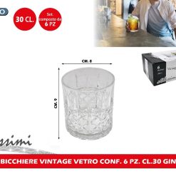 BICCHIERE VINTAGE VETRO CONF. 6 PZ. CL.30 GIN