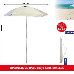 OMBRELLONE MARE 200/8 ALUSTAR ECRU'