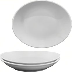 Sicignano | Set 2 Piatto Gondola 22 cm Tivoli Porcellana Bianco per Antipasti Contorni, Resistente, Lavabile in Lavastoviglie, Idoneo per Forni a Microonde, Made in Italy