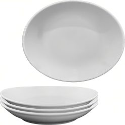 Sicignano | Set 3 Piatto Gondola 22 cm Tivoli Porcellana Bianco per Antipasti Contorni, Resistente, Lavabile in Lavastoviglie, Idoneo per Forni a Microonde, Made in Italy