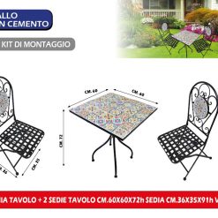 SET ISCHIA TAVOLO + 2 SEDIE TAVOLO CM.60X60X72h SEDIA CM.36X35X91h VIETRESE
