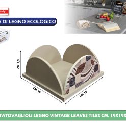 Portatovaglioli Legno Vintage Leaves Tiles