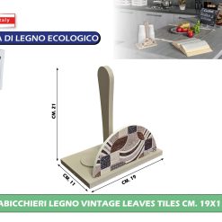 Portabicchieri Legno Vintage Leaves Tiles