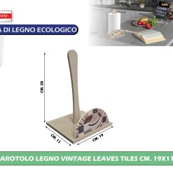 Portarotolo Legno Vintage Leaves Tiles