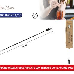 Cucchiaino Miscelatore Spiralato Con Tridente Cm.45 Acciaio