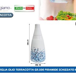 SET 2 BOTTIGLIA OLIO TERRACOTTA GR.500 PIRAMIDE SCHIZZATO MISTO (Copia)