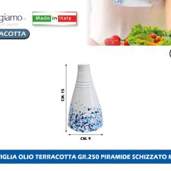 SET 2 BOTTIGLIA OLIO TERRACOTTA GR.250 PIRAMIDE SCHIZZATO MISTO (Copia)