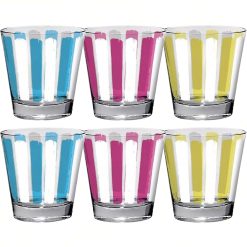 Sicignano | Bicchiere Acqua Nadia 250 ml Confezione da 6 Pezzi, Vetro Decorato Parasol, Lavabile in Lavastoviglie, Adatto al Contatto con Alimenti